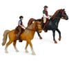 Hiawbon People Horse Riding Figurine Realistic Riding People Action Figure Plastic Horse Rider Model for Farm Animal, Set of 2 view 2