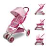 ANIVIA Dolls Pram, Doll Pushchair, 2 in 1 Stroller Dolls Pushchair & Pram Toys Gift for Kids, Suitable Dolls Up to 18 inch - Pink view 2