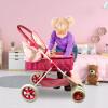 ANIVIA Dolls Pram, Doll Pushchair, 2 in 1 Stroller Dolls Pushchair & Pram Toys Gift for Kids, Suitable Dolls Up to 18 inch - Pink view 3