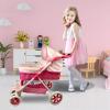 ANIVIA Dolls Pram, Doll Pushchair, 2 in 1 Stroller Dolls Pushchair & Pram Toys Gift for Kids, Suitable Dolls Up to 18 inch - Pink view 4