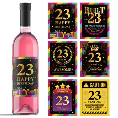 23rd Birthday Wine Labels - 23 Anniversary Bottle Labels 23rd Birthday - 2003 Wine Stickers Cheers to 23 Years - 23 Party Decorations - 2003 Party Favor