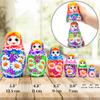 AEVVV Matryoshka Dolls Set of 7 pcs - Russian Dolls in Rainbow Sarafan Dress with Meadow Flowers - Traditional Nesting Dolls with Flower Decorations view 2