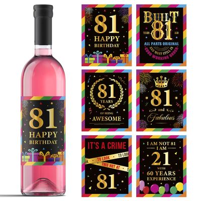 81st Birthday Wine Labels - 81 Anniversary Bottle Labels 81st Birthday - 1945 Wine Stickers Cheers to 81 Years - 81 Party Decorations - 1945 Party Favor