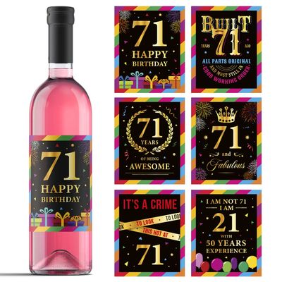 71st Birthday Wine Labels - 71 Anniversary Bottle Labels 71st Birthday - 1955 Wine Stickers Cheers to 71 Years - 71 Party Decorations - 1955 Party Favor