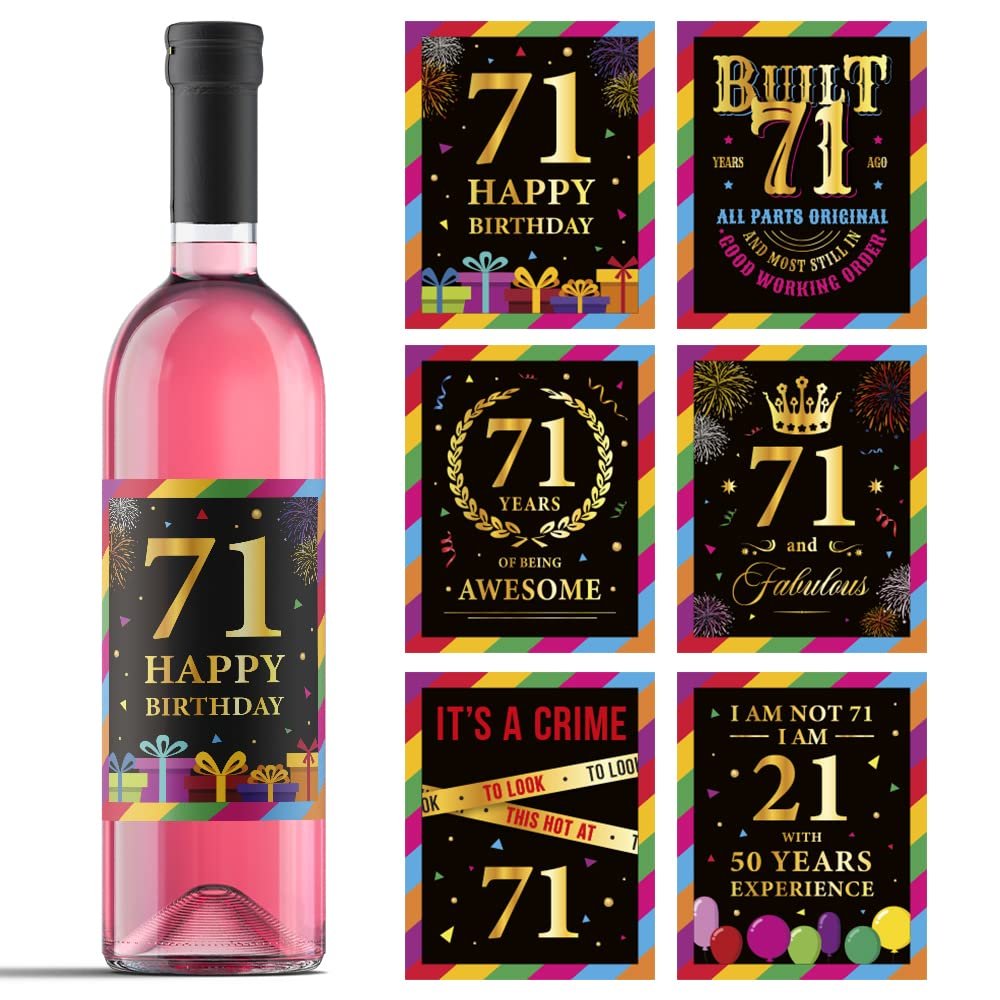 71st Birthday Wine Labels - 71 Anniversary Bottle Labels 71st Birthday - 1955 Wine Stickers Cheers to 71 Years - 71 Party Decorations - 1955 Party Favor