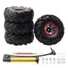 Rchobbytop 4pcs RC 2.2 Inch Crawler Tires Inflatable OD 140mm Mud Badland Tractor Tread Tyres and 12mm Wheel Rims Lock Nuts for 1:10 Monster Truck Crawling Car Traxxas Maxx Axial RC4WD, Red view 1