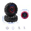 Rchobbytop 4pcs RC 2.2 Inch Crawler Tires Inflatable OD 140mm Mud Badland Tractor Tread Tyres and 12mm Wheel Rims Lock Nuts for 1:10 Monster Truck Crawling Car Traxxas Maxx Axial RC4WD, Red view 2