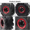 Rchobbytop 4pcs RC 2.2 Inch Crawler Tires Inflatable OD 140mm Mud Badland Tractor Tread Tyres and 12mm Wheel Rims Lock Nuts for 1:10 Monster Truck Crawling Car Traxxas Maxx Axial RC4WD, Red view 3
