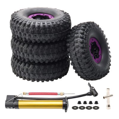 Rchobbytop 4PCS RC Tire 1.9 Inch Tires and Beadlock Wheels Set Off Road All Terrains OD 120mm Tyre for 1/10 RC Rock Crawler Traxxas TRX-4 T4 SCX10 90047 AXI03007 RC4WD D90 D110 TF2 Tamiya CC01, Purple