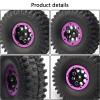 Rchobbytop 4PCS RC Tire 1.9 Inch Tires and Beadlock Wheels Set Off Road All Terrains OD 120mm Tyre for 1/10 RC Rock Crawler Traxxas TRX-4 T4 SCX10 90047 AXI03007 RC4WD D90 D110 TF2 Tamiya CC01, Purple view 3