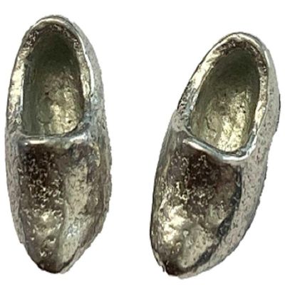 Dollhouse Pair of Silver Clogs 1:24 Half Inch Miniature Bedroom Accessory