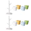 Dollhouse Cup and Cup Holder, Mini Simulated Furniture Decoration Miniature Wood Coffee Mug Holder Stand Dollhouse Decoration Rack for Household Decoration(2 Set) view 1