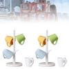 Dollhouse Cup and Cup Holder, Mini Simulated Furniture Decoration Miniature Wood Coffee Mug Holder Stand Dollhouse Decoration Rack for Household Decoration(2 Set) view 2