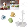 Dollhouse Cup and Cup Holder, Mini Simulated Furniture Decoration Miniature Wood Coffee Mug Holder Stand Dollhouse Decoration Rack for Household Decoration(2 Set) view 3