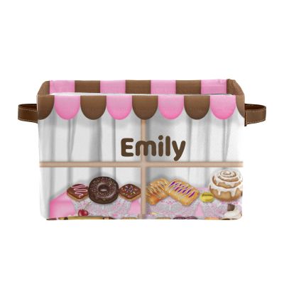 Deven Fun Bakery Sweet Personalized Large Storage Baskets for Organizing Shelves with Handle,Closet Decorative Storage Bins for Toy, Bathroom,Nursery,Home 1 Pack
