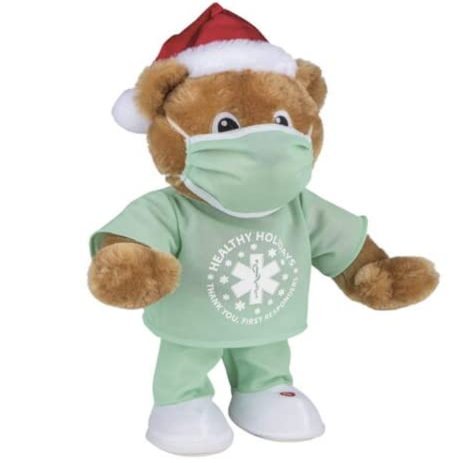 Gemmy Enchanted Forest Animated Dancing First Responder Bear Plays and Dances to The Song Rescue Me