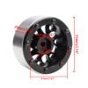Rchobbytop 1.9" Beadlock Wheels, 4pcs Aluminum Rims w/Caps Locknuts for 1/10 RC Crawler Truck TRX-4 SCX10 SCX10 II RC4WD TF2 Gelande II D90 Gmade, Black/Red view 2