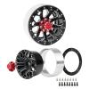 Rchobbytop 1.9" Beadlock Wheels, 4pcs Aluminum Rims w/Caps Locknuts for 1/10 RC Crawler Truck TRX-4 SCX10 SCX10 II RC4WD TF2 Gelande II D90 Gmade, Black/Red view 3