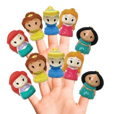 Disney Princess 10 Pc Finger Puppet Set - Party Favors, Educational, Story Time, Floating Pool Toys, Beach Toys