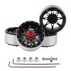 Rchobbytop 4pcs Aluminum 1.9 Beadlock Wheels RC Wheel Rim Hub w/Caps Locknuts for 1/10 RC Rock Crawler Truck TRX-4 Axial Wraith SCX10 SCX10 II RR10 Bomber RC4WD Gelande II D90 TF2 Gmade, Black/Red view 1