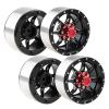 Rchobbytop 4pcs Aluminum 1.9 Beadlock Wheels RC Wheel Rim Hub w/Caps Locknuts for 1/10 RC Rock Crawler Truck TRX-4 Axial Wraith SCX10 SCX10 II RR10 Bomber RC4WD Gelande II D90 TF2 Gmade, Black/Red view 4