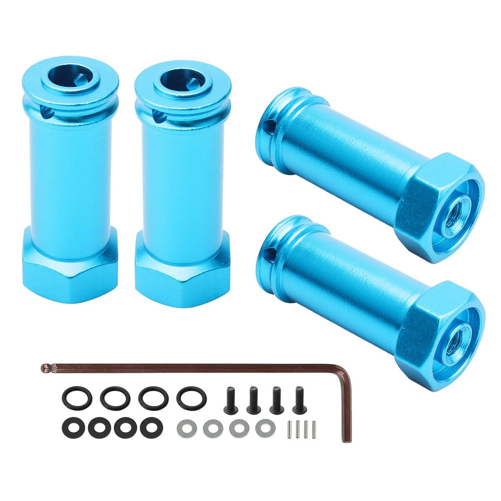Rchobbytop Pack of 4 Aluminum 12mm Wheel Hub Hex Adapters 30mm Extension Offset Upgrade Parts for Traxxas Slash 4x4 HQ 727 1/10 RC Short Course Truck, Blue