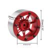 4pcs 1.9" Aluminum Beadlock Wheel w/Caps Locknuts RC Wheel Rim for 1/10 RC Rock Crawler Truck TRX-4 Axial Wraith SCX10 SCX10 II RR10 Bomber RC4WD Gelande II D90 TF2 Gmade, Red/Black, RC Part view 2
