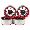 4pcs 1.9" Aluminum Beadlock Wheel w/Caps Locknuts RC Wheel Rim for 1/10 RC Rock Crawler Truck TRX-4 Axial Wraith SCX10 SCX10 II RR10 Bomber RC4WD Gelande II D90 TF2 Gmade, Red/Black, RC Part view 4