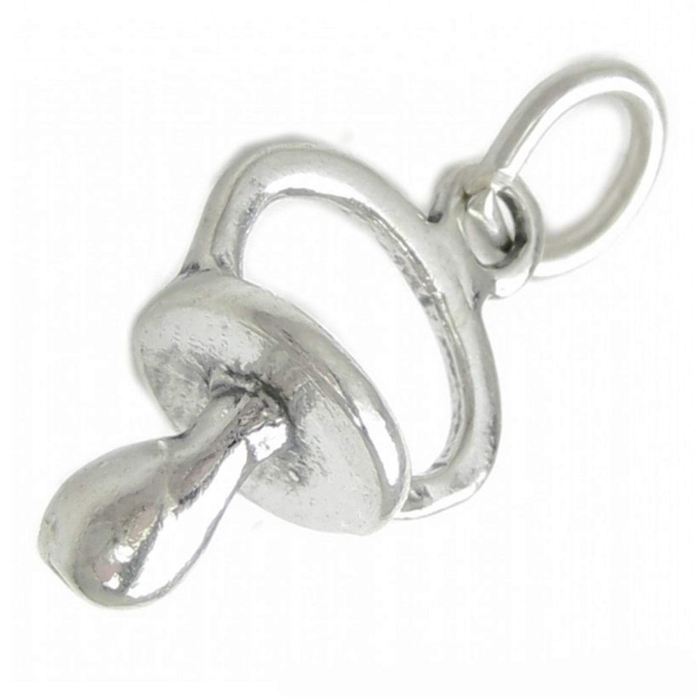 Absolutely Charming Pacifier Soother Binky 3D 925 Solid Sterling Silver Charm Pendant Bracelet Jewelry Making Supply