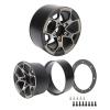 Rchobbytop Aluminum Heavy Duty 1.9 Beadlock Wheels w/Lock Nuts Cross Wrench for 1/10 RC Crawler Truck TRX-4 SCX10 II Jeep JLU Wrangler RC4WD Gmade etc, Black/Silver view 3