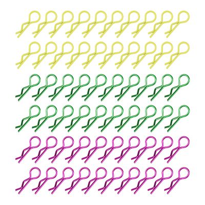 Rchobbytop 60pcs RC Body Clips Universal R Pins for 1/8 1/10 Scale On Road Car Off Road Buggy Rock Crawler Truck Short Course Shell, Purple & Yellow & Green