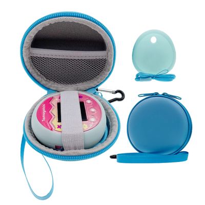 Xcivi Hard Carrying Case and Silicone Skin Shell Cover for Tamagotchi Pix Virtual Interactive Pet Game Machine (Blue)