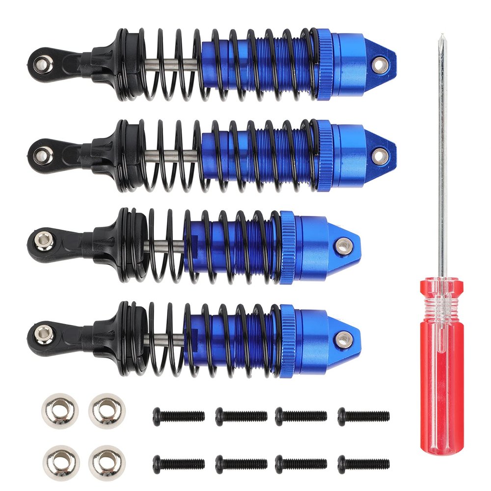Rchobbytop RC Shock Absorber Set 4-Pack Front & Rear Oil Shocks Navy Blue Aluminum Shock Absorber Damper Upgrade Parts for Slash 1/10 4x4 4WD 2WD Rustler Stampede, Replacement for Part #5862