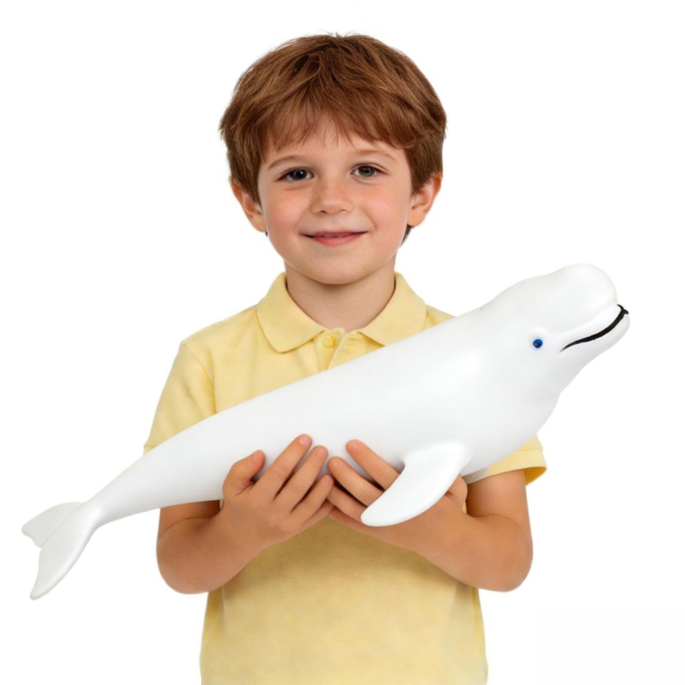 SmilerSmile Simulated Ocean Big Animal, One pc 15 Inch Soft Filled Rubber Sea Educational Toys (Beluga)