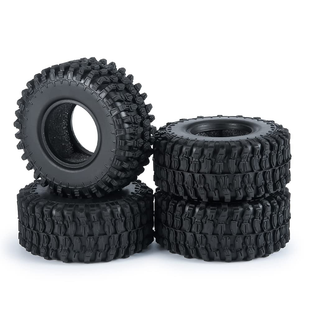 4PCS 1.0" Crawler Tires Rubber Wheel Tires for 1/24 Axial SCX24 90081 AXI00001 AXI00002 AXI00005 AXI00006 RC Crawler Car (54mm)