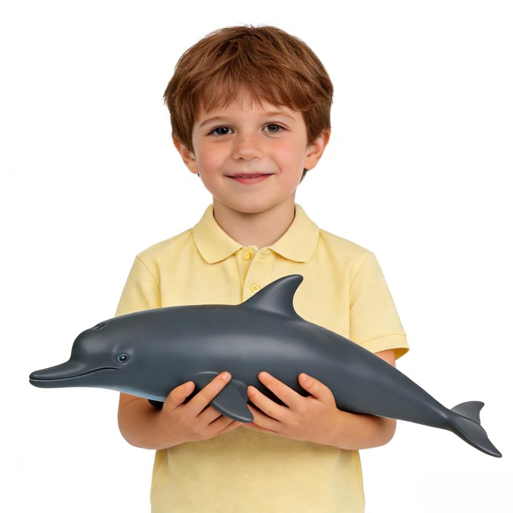 SmilerSmile Simulated Ocean Big Animal, One pc 15 Inch Soft Filled Rubber Sea Educational Toys (Dolphin)
