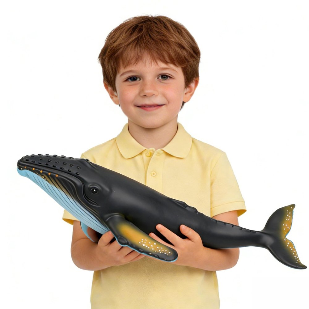 SmilerSmile Simulated Ocean Big Animal, One pc 15 Inch Soft Filled Rubber Sea Educational Toys (Humpback)