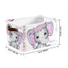 Joyestore Pink Flower Elephant Personalized Storage Bins ,Baskets Cubes Organizer with Handle for Shelves Closet Nursery Toy 1 Pack view 4