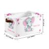 Joyestore Pink Elephant Personalized Storage Bins ,Baskets Cubes Organizer with Handle for Shelves Closet Nursery Toy 1 Pack view 4