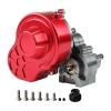 Rchobbytop RC Transmission Case Full Metal Assembled Center Gearbox with Steel Gear for Axial SCX10 / SCX10 II 90047 1/10 RC Rock Crawler Upgrade Parts, Titanium & Red view 1