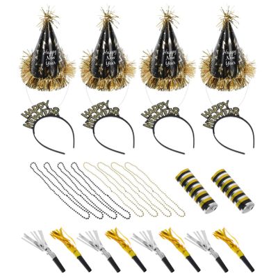 Beaupretty 1set Year Celebration Party Hats Ribbons Bead Chains and Blowout Props for Festive Decorations and Photo Opportunities