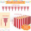 20 Pieces Carnival Theme Party Decors Carnival Table Skirts Circus Theme Tablecloths Red White Striped Pennant Banners Circus Bunting Banners Decors view 2