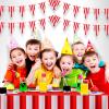 20 Pieces Carnival Theme Party Decors Carnival Table Skirts Circus Theme Tablecloths Red White Striped Pennant Banners Circus Bunting Banners Decors view 4