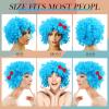 Jutom 2 Pieces Blue Wig Afro Wig Funky Thing Fuzzy Costume for Halloween Outfit Party Accessories 100th Day(Sky Blue) view 3