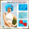 Jutom 2 Pieces Blue Wig Afro Wig Funky Thing Fuzzy Costume for Halloween Outfit Party Accessories 100th Day(Sky Blue) view 4
