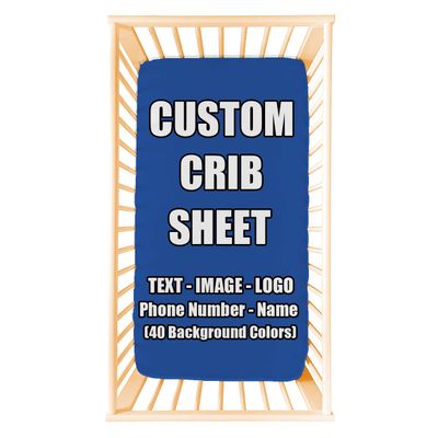 ANGELJUAN Custom Crib Sheet, Customize with Name Photo Text Stretchy & Breathable Toddler Soft Fitted Crib Sheets for Boys and Girls, 28"x 52"x 8" Fits Standard Crib and Toddler Mattress, Royal Blue