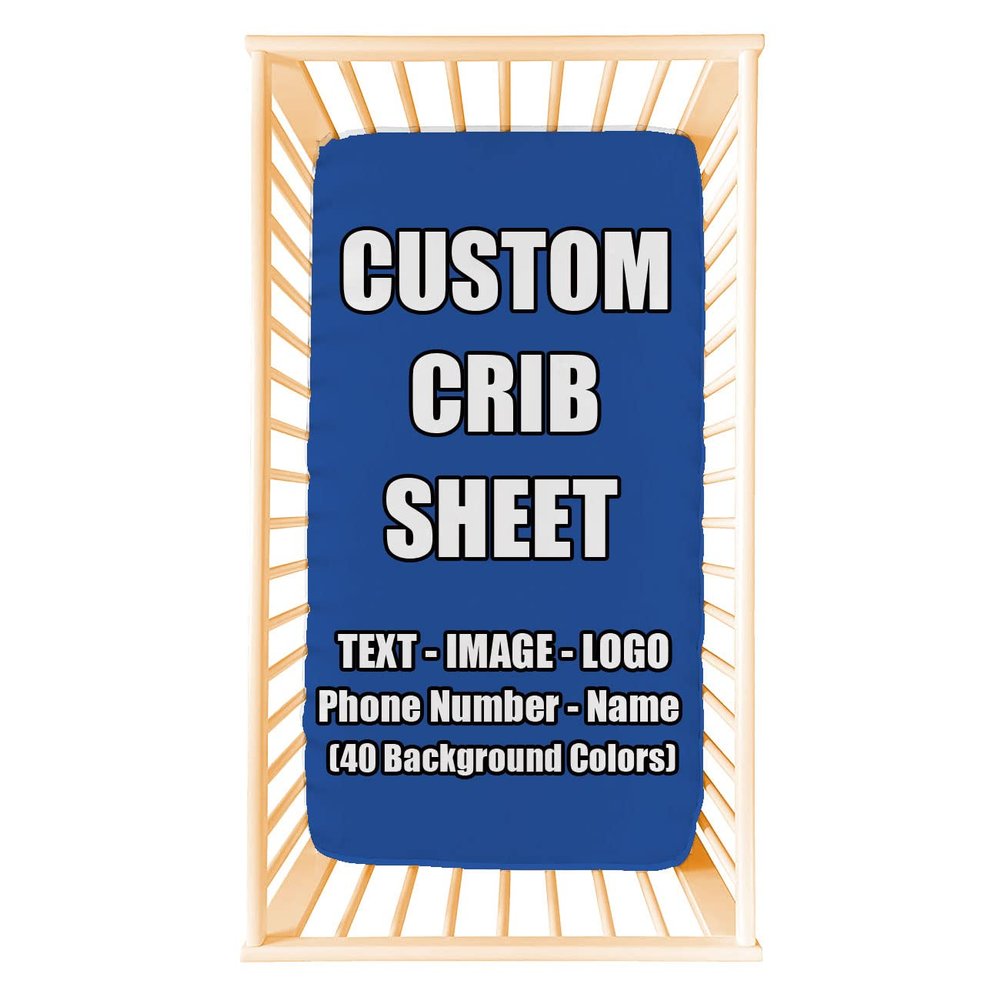 ANGELJUAN Custom Crib Sheet, Customize with Name Photo Text Stretchy & Breathable Toddler Soft Fitted Crib Sheets for Boys and Girls, 28"x 52"x 8" Fits Standard Crib and Toddler Mattress, Royal Blue