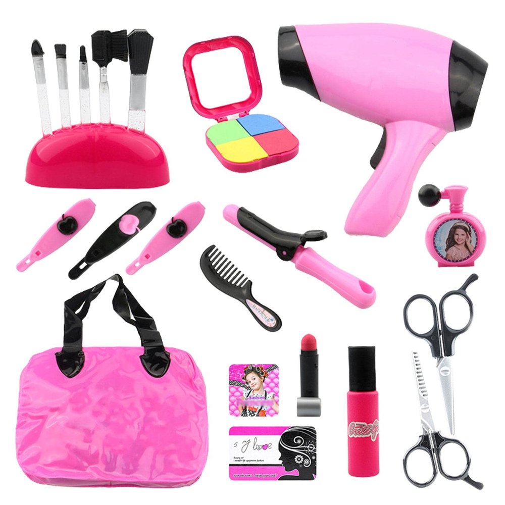 Rhinoon Beauty Hair Stylist Set, Toy Blow Dryer, Curler, Scissors, Comb, Salon Set Toys Pretend for