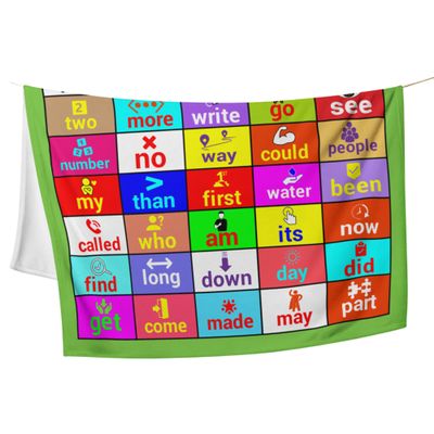 Frazzels Blanket Decorated with Sight Words from Fry - 51 to 100-50" x 60"