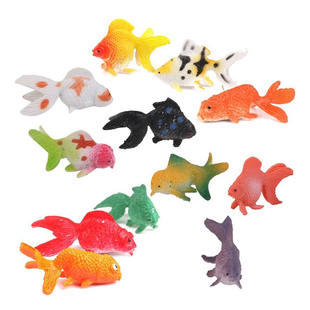 Totority 12Pcs Plastic Goldfish Toy Set Realistic Gold Fish Model for Aquarium Decor and Kids Fish Bath Toys
